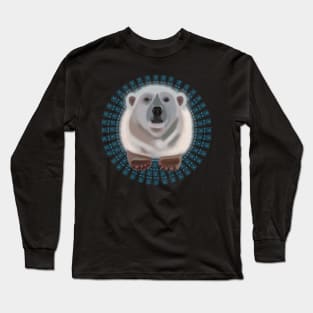 Polar Bear on blue bear pattern Long Sleeve T-Shirt